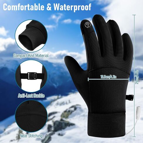 USB Heated Gloves for Men Women, Full Finger Hand Warmers Gloves 3 Levels Temperature Thermal Heated Mittens Double-Sided Heating Hand Warmers Winter Gifts for Outdoor Skiing Cycling (Grey in Saudi Arabia
