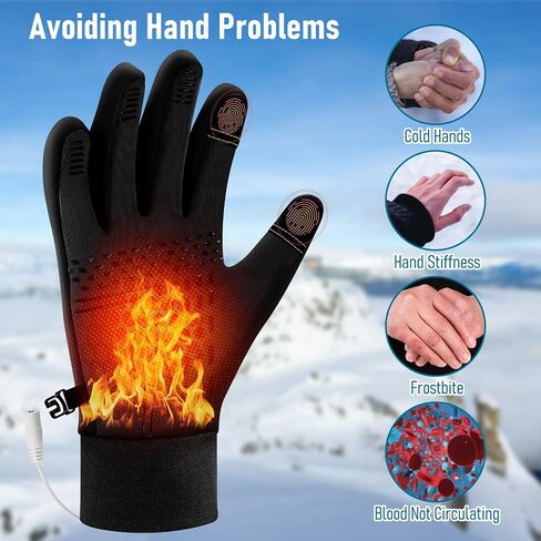 USB Heated Gloves for Men Women, Full Finger Hand Warmers Gloves 3 Levels Temperature Thermal Heated Mittens Double-Sided Heating Hand Warmers Winter Gifts for Outdoor Skiing Cycling (Grey in Saudi Arabia