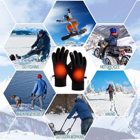 USB Heated Gloves for Men Women, Full Finger Hand Warmers Gloves 3 Levels Temperature Thermal Heated Mittens Double-Sided Heating Hand Warmers Winter Gifts for Outdoor Skiing Cycling (Grey in Saudi Arabia