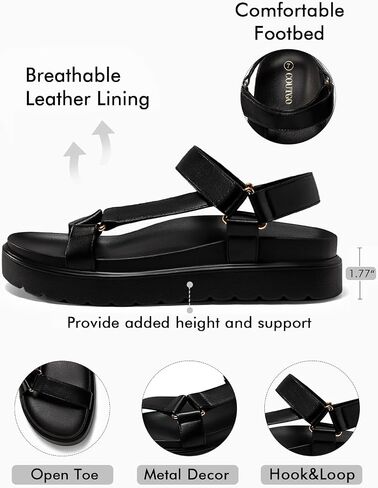 Coutgo Womens Platform Sandals Comfortable Arch Support Footbed Adjustable Ankle Strap Summer Beach Flat Sandals in Saudi Arabia