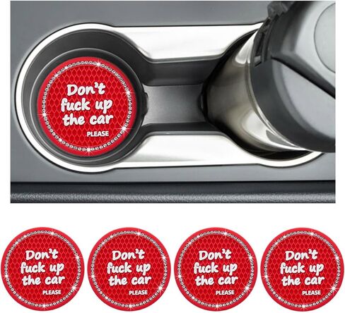 4 قطع من قواعد أكواب السيارة اللامعة، قواعد أكواب ناعمة للسيارات مقاس 2.75 بوصة، بساط أكواب مشروبات من السيليكون المقاوم للانزلاق مصنوع من حجر الراين الكريستالي، ملحقات داخلية عالمية للسيارة (أحمر) in Kuwait