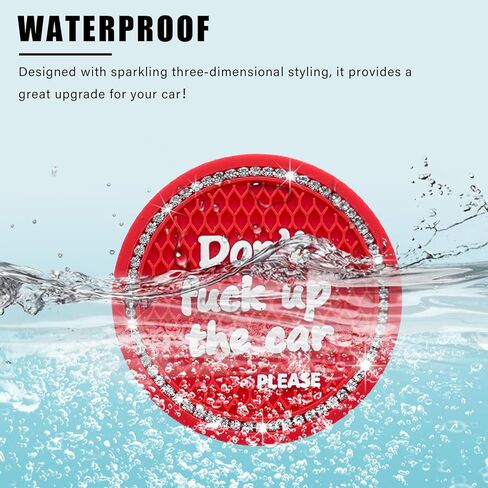 4 قطع من قواعد أكواب السيارة اللامعة، قواعد أكواب ناعمة للسيارات مقاس 2.75 بوصة، بساط أكواب مشروبات من السيليكون المقاوم للانزلاق مصنوع من حجر الراين الكريستالي، ملحقات داخلية عالمية للسيارة (أحمر) in Kuwait