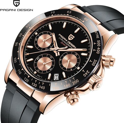 CEYADG Pagani Design Watches for Men Daytona Homage Quartz Chronograph Watch Japan VK63 Movement Ceramic Bezel Screw Down Crown Waterproof Sport Rubber Strap Mens Watches in Kuwait