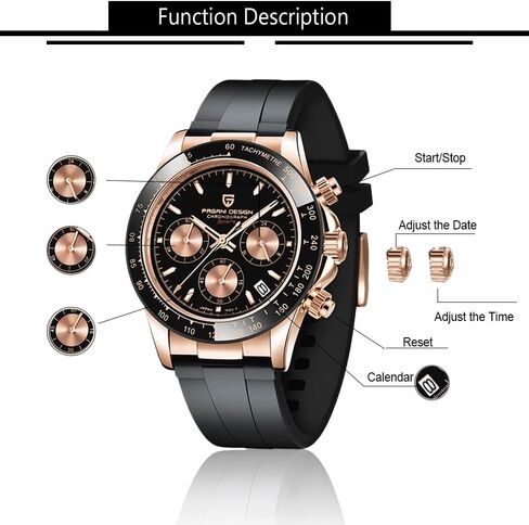 CEYADG Pagani Design Watches for Men Daytona Homage Quartz Chronograph Watch Japan VK63 Movement Ceramic Bezel Screw Down Crown Waterproof Sport Rubber Strap Mens Watches in Kuwait