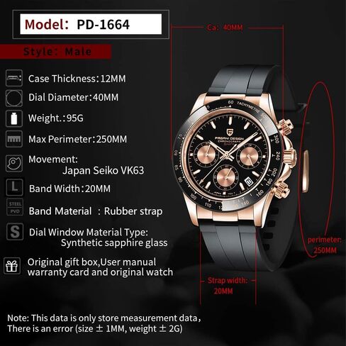 CEYADG Pagani Design Watches for Men Daytona Homage Quartz Chronograph Watch Japan VK63 Movement Ceramic Bezel Screw Down Crown Waterproof Sport Rubber Strap Mens Watches in Kuwait
