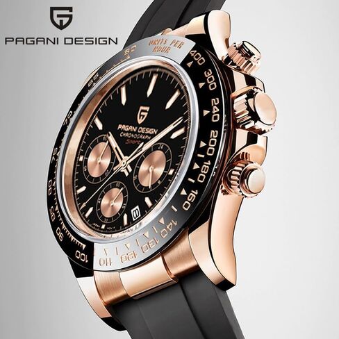 CEYADG Pagani Design Watches for Men Daytona Homage Quartz Chronograph Watch Japan VK63 Movement Ceramic Bezel Screw Down Crown Waterproof Sport Rubber Strap Mens Watches in Kuwait
