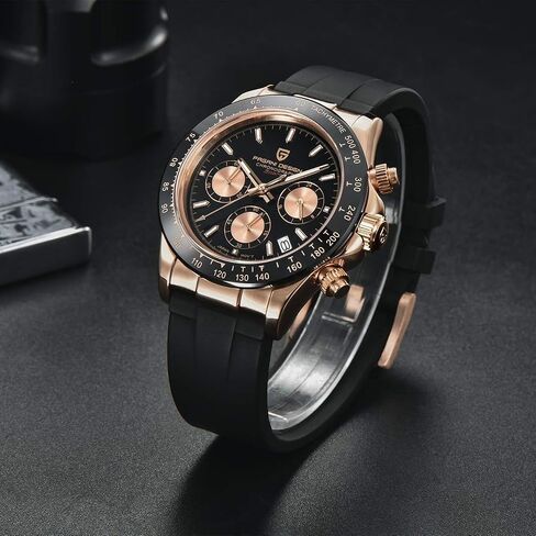 CEYADG Pagani Design Watches for Men Daytona Homage Quartz Chronograph Watch Japan VK63 Movement Ceramic Bezel Screw Down Crown Waterproof Sport Rubber Strap Mens Watches in Kuwait