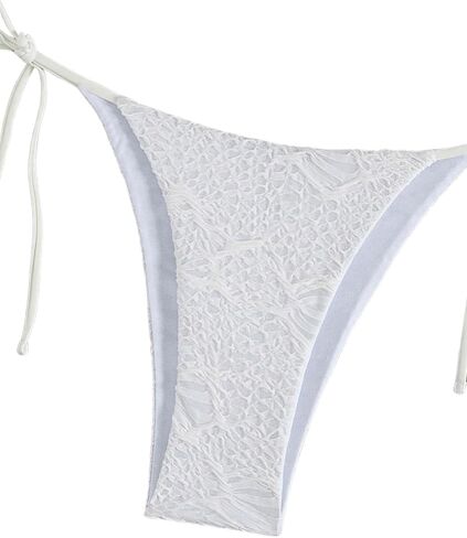 MakeMeChic Women's Textured Bikini Swimsuit 2 Piece Halter Triangle Bikini Set Tie Side Bathing Suit in Saudi Arabia