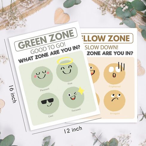 HRQKO What Zone are You in Wall Art Poster Prints Set of 4, Zones of Regulation Poster, Mental Health Artwork Printing Posters Wall Decor, Feelings Emotions Prints for Classroom 8"x10" Unframed in Saudi Arabia