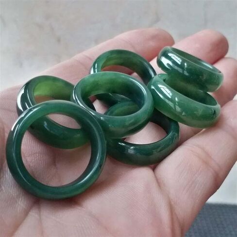 CAOMIAN Natural Green Nephrite Narrow Band Ring Canadian Jade Greenstone Jewelry Gift (Ring Size : 9) in Saudi Arabia
