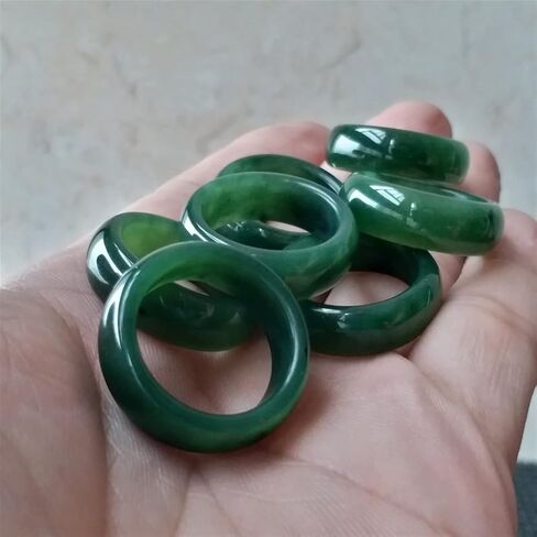 CAOMIAN Natural Green Nephrite Narrow Band Ring Canadian Jade Greenstone Jewelry Gift (Ring Size : 9) in Saudi Arabia