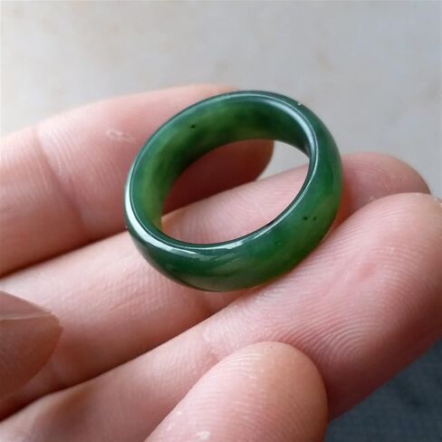 CAOMIAN Natural Green Nephrite Narrow Band Ring Canadian Jade Greenstone Jewelry Gift (Ring Size : 9) in Saudi Arabia