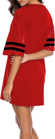 CUTUBLY Women Sequin T-Shirt Sparkly Sequin Short Dress Casual Loose Shiny Glitter Cocktail Birthday Party Club Night Out in Saudi Arabia