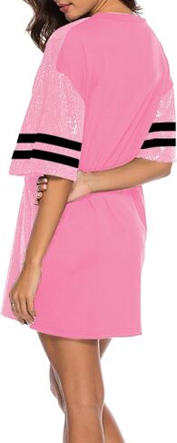 CUTUBLY Women Sequin T-Shirt Sparkly Sequin Short Dress Casual Loose Shiny Glitter Cocktail Birthday Party Club Night Out in Saudi Arabia