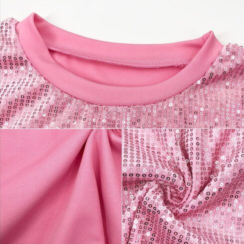 CUTUBLY Women Sequin T-Shirt Sparkly Sequin Short Dress Casual Loose Shiny Glitter Cocktail Birthday Party Club Night Out in Saudi Arabia