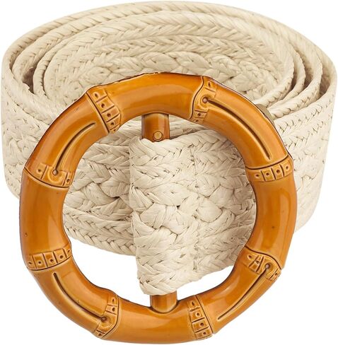Women's Vintage Round Buckle Woven Belts Boho Waist Belt for Dress in Kuwait
