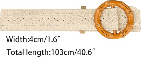 Women's Vintage Round Buckle Woven Belts Boho Waist Belt for Dress in Kuwait