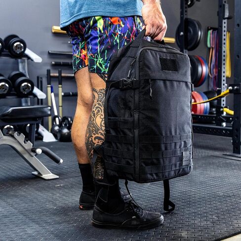 SERIOUS STEEL FITNESS Tactical Backpack and Gym Bag | 1000D Nylon Black Backpack in Kuwait