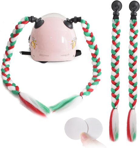 خوذة ضفيرة مع كوب شفط قابل للفصل خوذة دراجة نارية خوذة تزلج ذيل حصان دراجة خوذة ضفائر شعر لأي خوذات ديكورات 24 بوصة (الخوذة غير متضمنة) in Kuwait