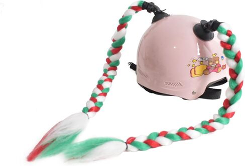 خوذة ضفيرة مع كوب شفط قابل للفصل خوذة دراجة نارية خوذة تزلج ذيل حصان دراجة خوذة ضفائر شعر لأي خوذات ديكورات 24 بوصة (الخوذة غير متضمنة) in Kuwait