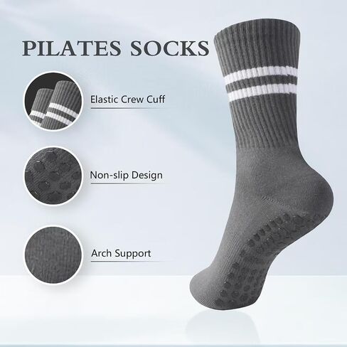 Pilates Socks with Grips for Women,Grippy Yoga Socks,Non Slip Ballet Barre Dance Gym Socks in Kuwait
