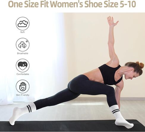 Pilates Socks with Grips for Women,Grippy Yoga Socks,Non Slip Ballet Barre Dance Gym Socks in Kuwait