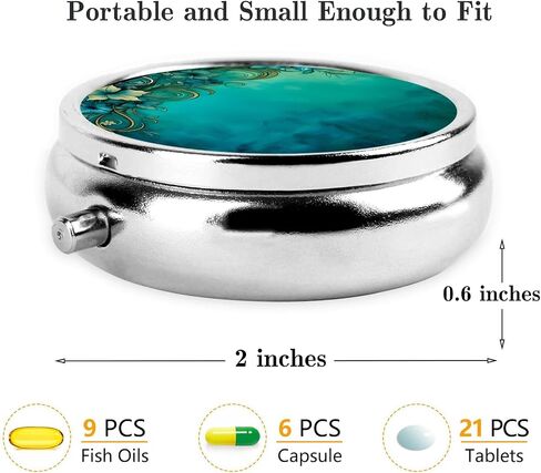 Pill Box, Small Pill Organizer with 3 Compartments and Mirro, Cute Round Portable Travel Metal Pill Case for Pocket or Purse, Privacy-Protecting Medicine Box-Dark Night Moon Flower Cat in Saudi Arabia