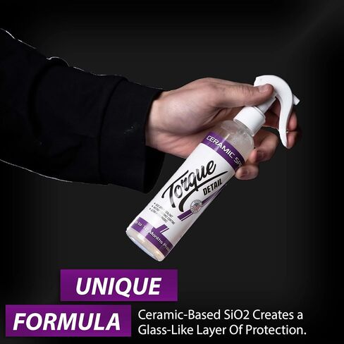Torque Detail Ceramic Spray - Easy to Apply, Ceramic Coating Spray - Proprietary Silica Formula (Nano SiO2) Seals & Shields Car’s Clear Coat - Hydrophobic Protection & High-Gloss Shine (8 oz) in Kuwait