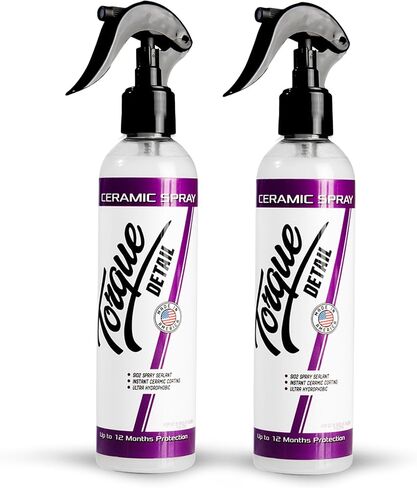 Torque Detail Ceramic Spray - Easy to Apply, Ceramic Coating Spray - Proprietary Silica Formula (Nano SiO2) Seals & Shields Car’s Clear Coat - Hydrophobic Protection & High-Gloss Shine (8 oz) in Kuwait