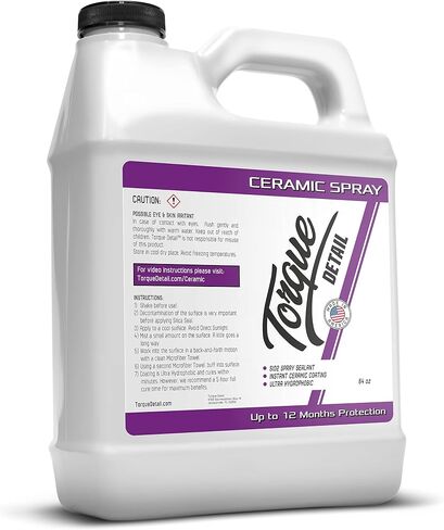 Torque Detail Ceramic Spray - Easy to Apply, Ceramic Coating Spray - Proprietary Silica Formula (Nano SiO2) Seals & Shields Car’s Clear Coat - Hydrophobic Protection & High-Gloss Shine (8 oz) in Kuwait