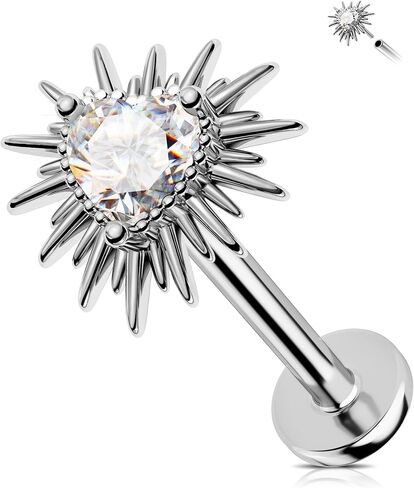 Jewseen 316L Stainless Steel Top Push in Threadless Flat Back Earrings 16G Heart Cartilage Stud Lip Piercing Jewelry Nose Stud for Women Men in Kuwait