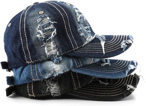 Trendy Washed Distressed Baseball Cap Vintage Cotton Canvas Unstructured Dad Hat Adjustable Headwear for Men Women in Kuwait