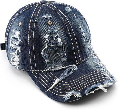 Trendy Washed Distressed Baseball Cap Vintage Cotton Canvas Unstructured Dad Hat Adjustable Headwear for Men Women in Kuwait