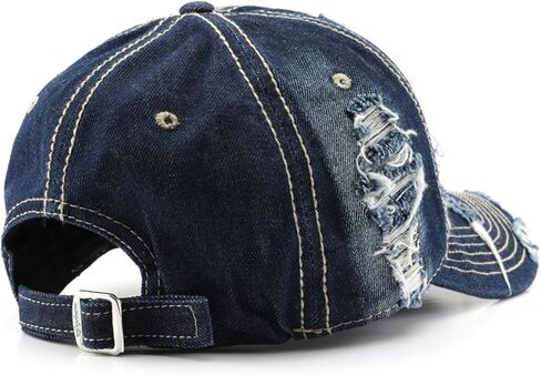 Trendy Washed Distressed Baseball Cap Vintage Cotton Canvas Unstructured Dad Hat Adjustable Headwear for Men Women in Kuwait