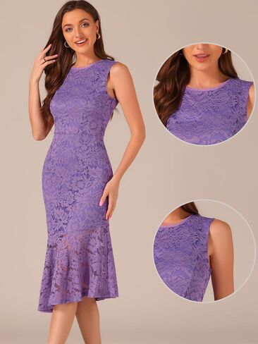 Allegra K Lace Dress for Women's Asymmetric Mermaid Sleeveless Bodycon Evening Cocktail Dresses in Saudi Arabia