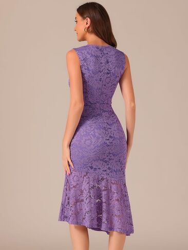 Allegra K Lace Dress for Women's Asymmetric Mermaid Sleeveless Bodycon Evening Cocktail Dresses in Saudi Arabia