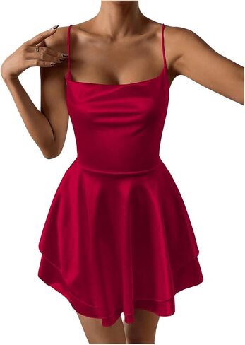 فستان SHENHE نسائي مفتوح الظهر ذو طبقات متقاطعة وأشرطة متقاطعة بدون ظهر مثير للحفلات الصغيرة in Kuwait