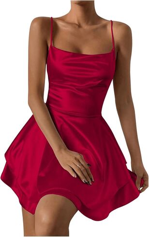 فستان SHENHE نسائي مفتوح الظهر ذو طبقات متقاطعة وأشرطة متقاطعة بدون ظهر مثير للحفلات الصغيرة in Kuwait