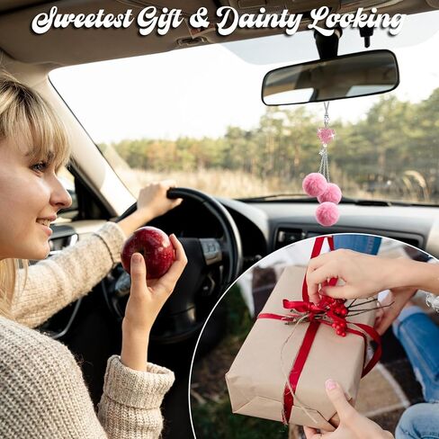 ملحقات السيارة الداخلية الوردية للنساء، سحر السيارة اللطيف لمرآة الرؤية الخلفية، مرآة الرؤية الخلفية الكريستالية سحر مرآة السيارة ديكور قلب الحب in Kuwait