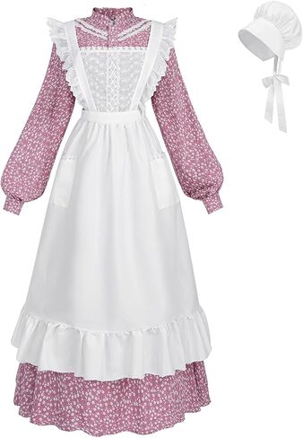 CR ROLECOS Pioneer Dress for Adult Women Floral Prairie Dresses Historical Colonial Dress Costume in Saudi Arabia