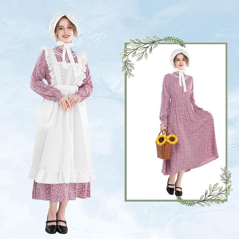 CR ROLECOS Pioneer Dress for Adult Women Floral Prairie Dresses Historical Colonial Dress Costume in Saudi Arabia