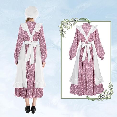 CR ROLECOS Pioneer Dress for Adult Women Floral Prairie Dresses Historical Colonial Dress Costume in Saudi Arabia