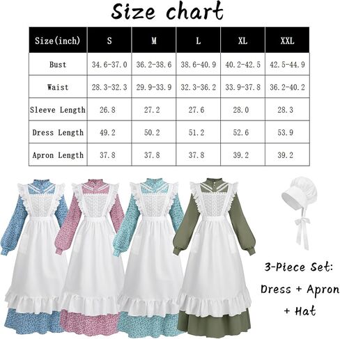CR ROLECOS Pioneer Dress for Adult Women Floral Prairie Dresses Historical Colonial Dress Costume in Saudi Arabia