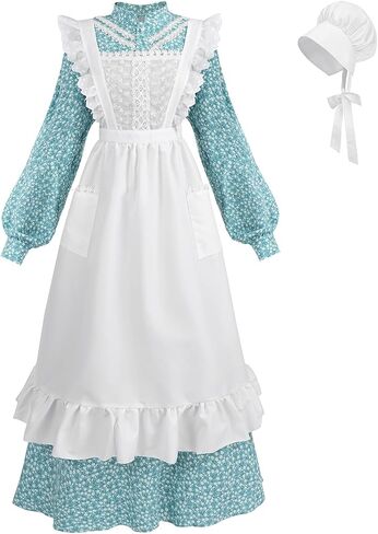 CR ROLECOS Pioneer Dress for Adult Women Floral Prairie Dresses Historical Colonial Dress Costume in Saudi Arabia