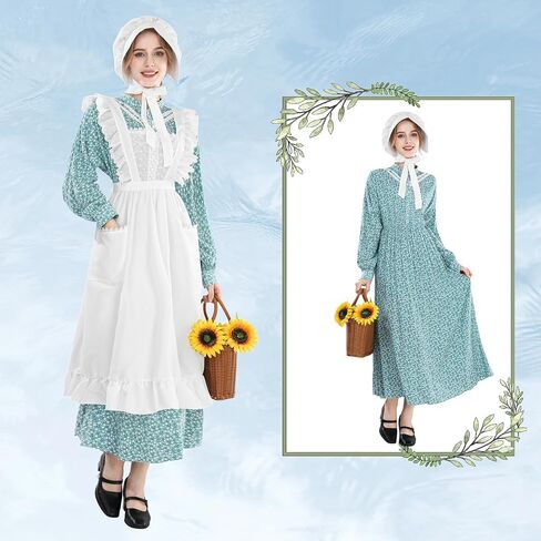 CR ROLECOS Pioneer Dress for Adult Women Floral Prairie Dresses Historical Colonial Dress Costume in Saudi Arabia
