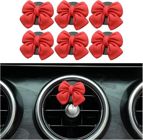 Mandark 6PCS Bow Car Air Vent Clip, Cute Girly Vehicle Air Conditioning Clip for Women and Girls, Aesthetic Automotive Interior Decoration Stuff Accessories, Universal for Most Cars (Red) in Saudi Arabia