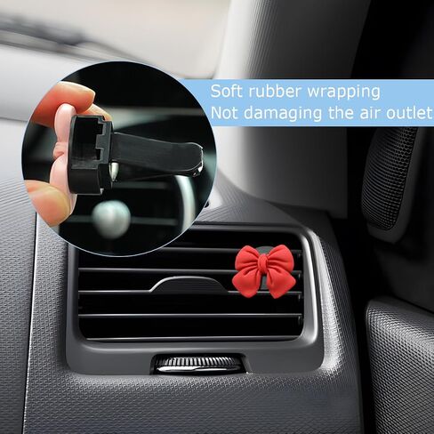 Mandark 6PCS Bow Car Air Vent Clip, Cute Girly Vehicle Air Conditioning Clip for Women and Girls, Aesthetic Automotive Interior Decoration Stuff Accessories, Universal for Most Cars (Red) in Saudi Arabia