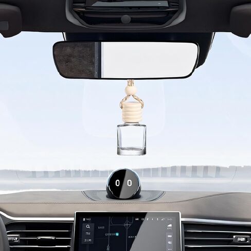 قلادة زجاجة عطر السيارة المعلقة 5 قطع من ماندارك، 8 مل من الزجاج الفارغ لزيت السيارة والروائح العلاجية، قلادة زينة مرآة الرؤية الخلفية التلقائية، عالمية لمعظم السيارات (أسطوانية) in Kuwait