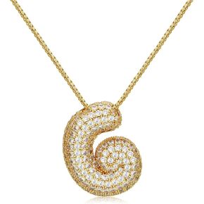 Bubble Letter Necklace Gold for Women Trendy, 18K Gold Plated Chunky Puffy Initial Balloon A-Z Alphabet Charm Pendant Name Necklace Personalized Jewelry Gifts