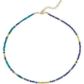 Multicolor Gemstone Beaded Necklace For Women With Turquoise Lapis Lazuli Gold Beads Green Blue Gold Choker Bohemia Boho Slender Lightweight